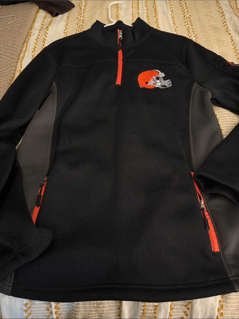 Cleveland Browns Black Pullover with Orange Logo and Zipper